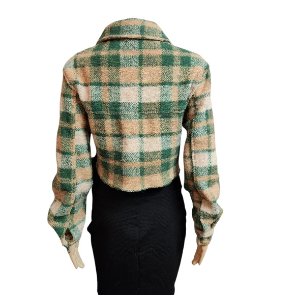 House of Harlow Plaid Wool Blend Crop Jacket Size XS - Picture 4 of 11